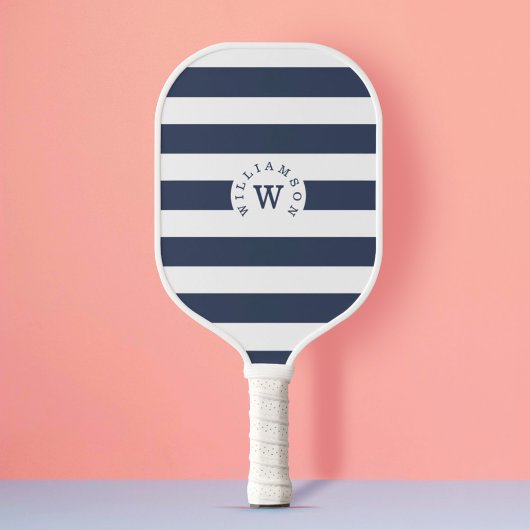 Raquette De Pickleball Monogramme et nom personnalisés minimaux de la mar