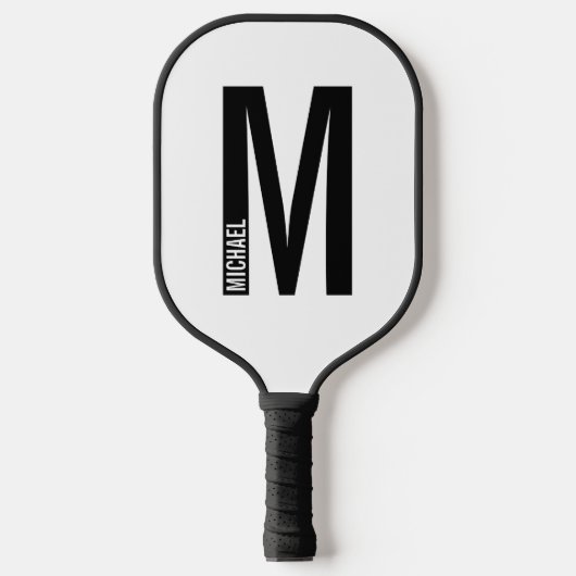 Raquette De Pickleball Monogramme et nom personnalisés modernes (Recto)