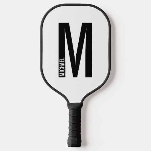 Raquette De Pickleball Monogramme et nom personnalisés modernes (Verso)