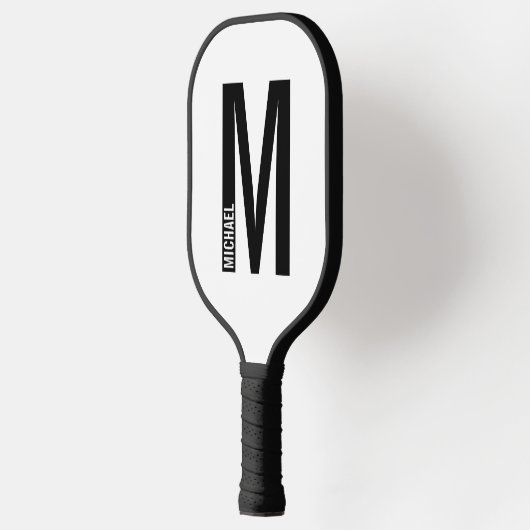 Raquette De Pickleball Monogramme et nom personnalisés modernes (Gauche)