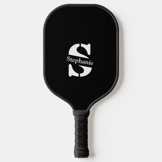 Raquette De Pickleball Monogramme et nom professionnel simple classique (Recto)
