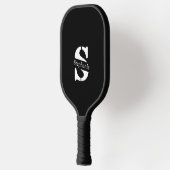 Raquette De Pickleball Monogramme et nom professionnel simple classique (Gauche)