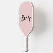 Raquette De Pickleball Monogramme et nom rose pâle moderne (Gauche)
