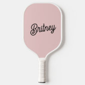 Raquette De Pickleball Monogramme et nom rose pâle moderne (Verso)