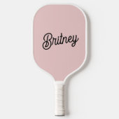 Raquette De Pickleball Monogramme et nom rose pâle moderne (Recto)