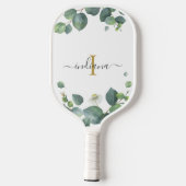 Raquette De Pickleball Monogramme Eucalyptus Initial Botanique Nom (Verso)