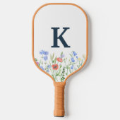 Raquette De Pickleball Monogramme Fleur sauvage aquarelle (Verso)