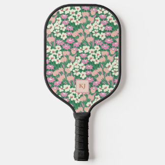Raquette De Pickleball Monogramme floral du printemps florissant