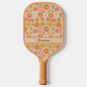 Raquette De Pickleball Monogramme floral rétro personnalisé (Verso)