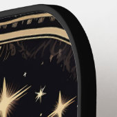 Raquette De Pickleball Monogramme gothique noir et or Eerie Sun Moon (Détail gauche)