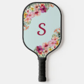 Raquette De Pickleball Monogramme Hibiscus rose Fleurs tropicales florale (Recto)