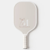Raquette De Pickleball Monogramme initial de Bow Beige Moderne (Recto)