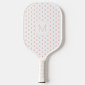 Raquette De Pickleball Monogramme Initial Motif Moderne Rose à Points (Verso)