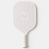 Raquette De Pickleball Monogramme Initial Motif Moderne Rose à Points (Recto)