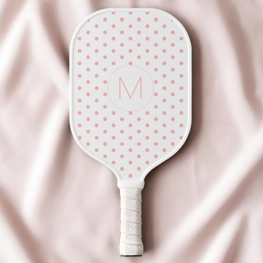Raquette De Pickleball Monogramme Initial Motif Moderne Rose à Points