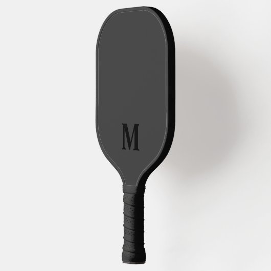 Raquette De Pickleball Monogramme initial noir moderne simple (Gauche)