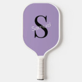 Raquette De Pickleball Monogramme Initial & Nom de Base Violet (Verso)