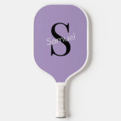Raquette De Pickleball Monogramme Initial & Nom de Base Violet (Recto)