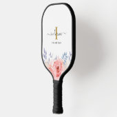 Raquette De Pickleball Monogramme Initial Nom Lilas Rose Floral (Gauche)