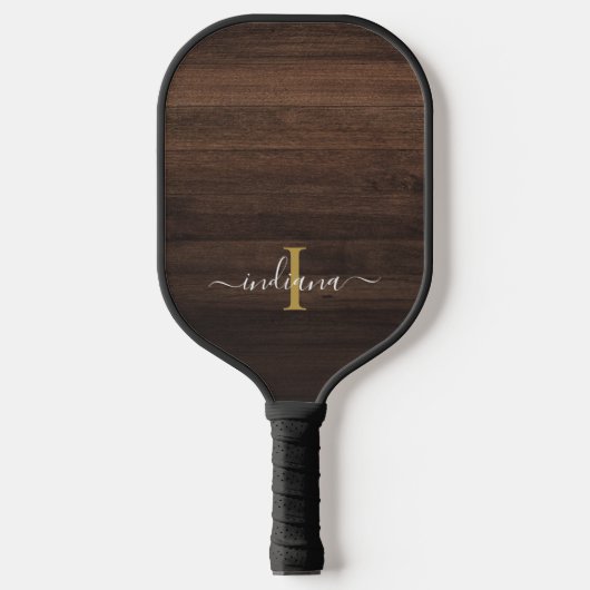 Raquette De Pickleball Monogramme Initial Nom Rustique Féminin (Recto)