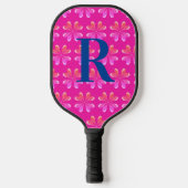 Raquette De Pickleball Monogramme initial rose chaud (Recto)