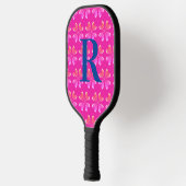 Raquette De Pickleball Monogramme initial rose chaud (Gauche)
