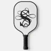 Raquette De Pickleball Monogramme initial Tourbillonnant noir et blanc (Recto)