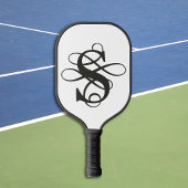 Raquette De Pickleball Monogramme initial Tourbillonnant noir et blanc