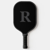Raquette De Pickleball Monogramme initiale élégant noir et gris (Recto)