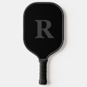 Raquette De Pickleball Monogramme initiale élégant noir et gris (Verso)