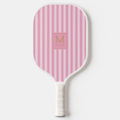Raquette De Pickleball Monogramme Initiale Moderne Doré Rayures Rose Élég (Recto)