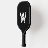 Raquette De Pickleball Monogramme initiale noir et blanc moderne (Gauche)