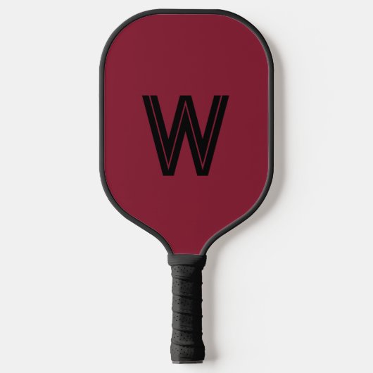 Raquette De Pickleball Monogramme initiale rouge et noir moderne (Recto)