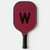Raquette De Pickleball Monogramme initiale rouge et noir moderne (Verso)