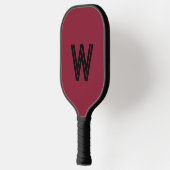 Raquette De Pickleball Monogramme initiale rouge et noir moderne (Gauche)