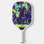 Raquette De Pickleball Monogramme initiales éclaboussures de peinture Gru (Verso)
