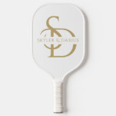 Raquette De Pickleball Monogramme Mariage Simple Personnalisé Avec Nom (Recto)