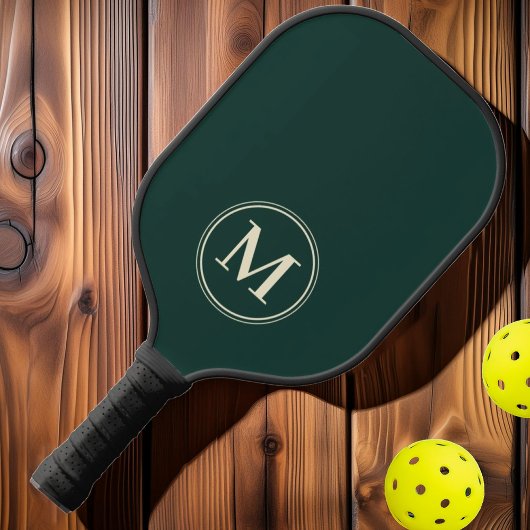 Raquette De Pickleball Monogramme Milieu de siècle Vert sauge uni