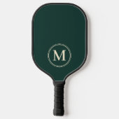 Raquette De Pickleball Monogramme Milieu de siècle Vert sauge uni (Verso)