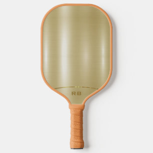 Raquette De Pickleball Monogramme minimal en or métallique