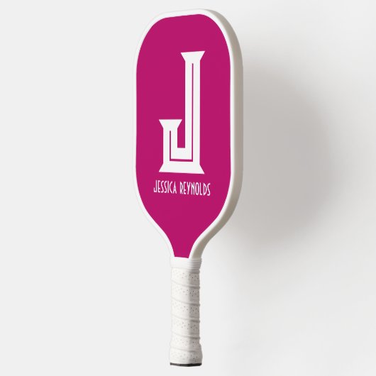 Raquette De Pickleball Monogramme minimal Pickleball rose chaud (Gauche)