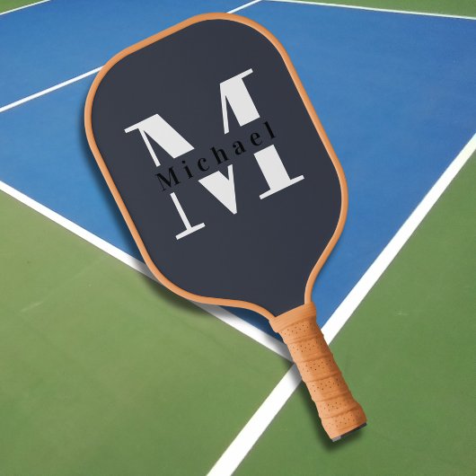 Raquette De Pickleball Monogramme minimal simple Nom monogramme + initial