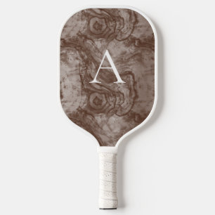 Raquette De Pickleball Monogramme minimaliste Grain de bois foncé