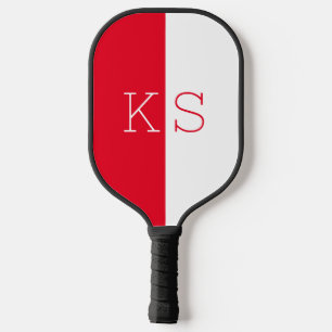 Raquette De Pickleball Monogramme minimaliste moderne rouge et blanc