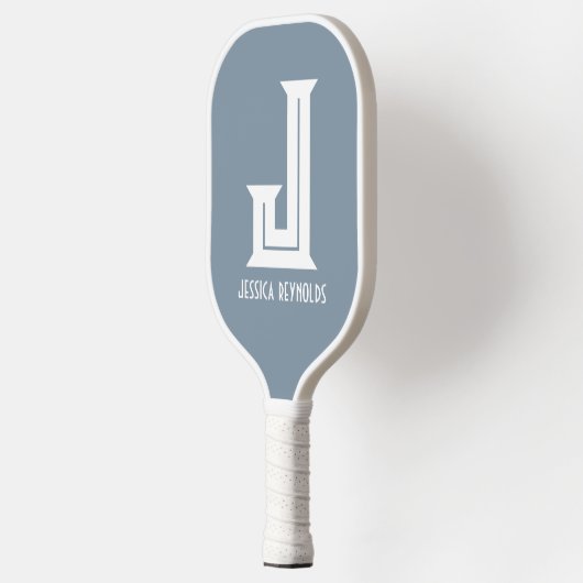 Raquette De Pickleball Monogramme minimum Dusty Blue Pickleball Paddle (Gauche)