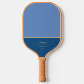 Raquette De Pickleball Monogramme Moderne à Bloc de Couleur Bleue (Recto)