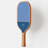 Raquette De Pickleball Monogramme Moderne à Bloc de Couleur Bleue (Gauche)