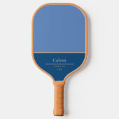 Raquette De Pickleball Monogramme Moderne à Bloc de Couleur Bleue (Verso)