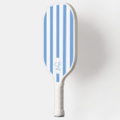 Raquette De Pickleball Monogramme moderne Bleu clair rayures Girls (Gauche)