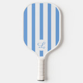 Raquette De Pickleball Monogramme moderne Bleu clair rayures Girls (Verso)